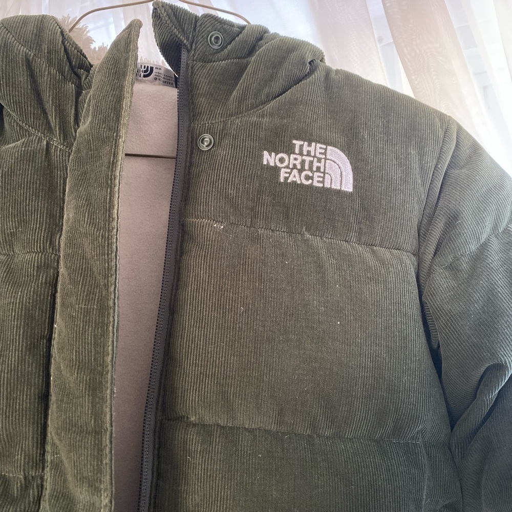 The North Face Olive Puffer Jacket for big kids size 10 Girls